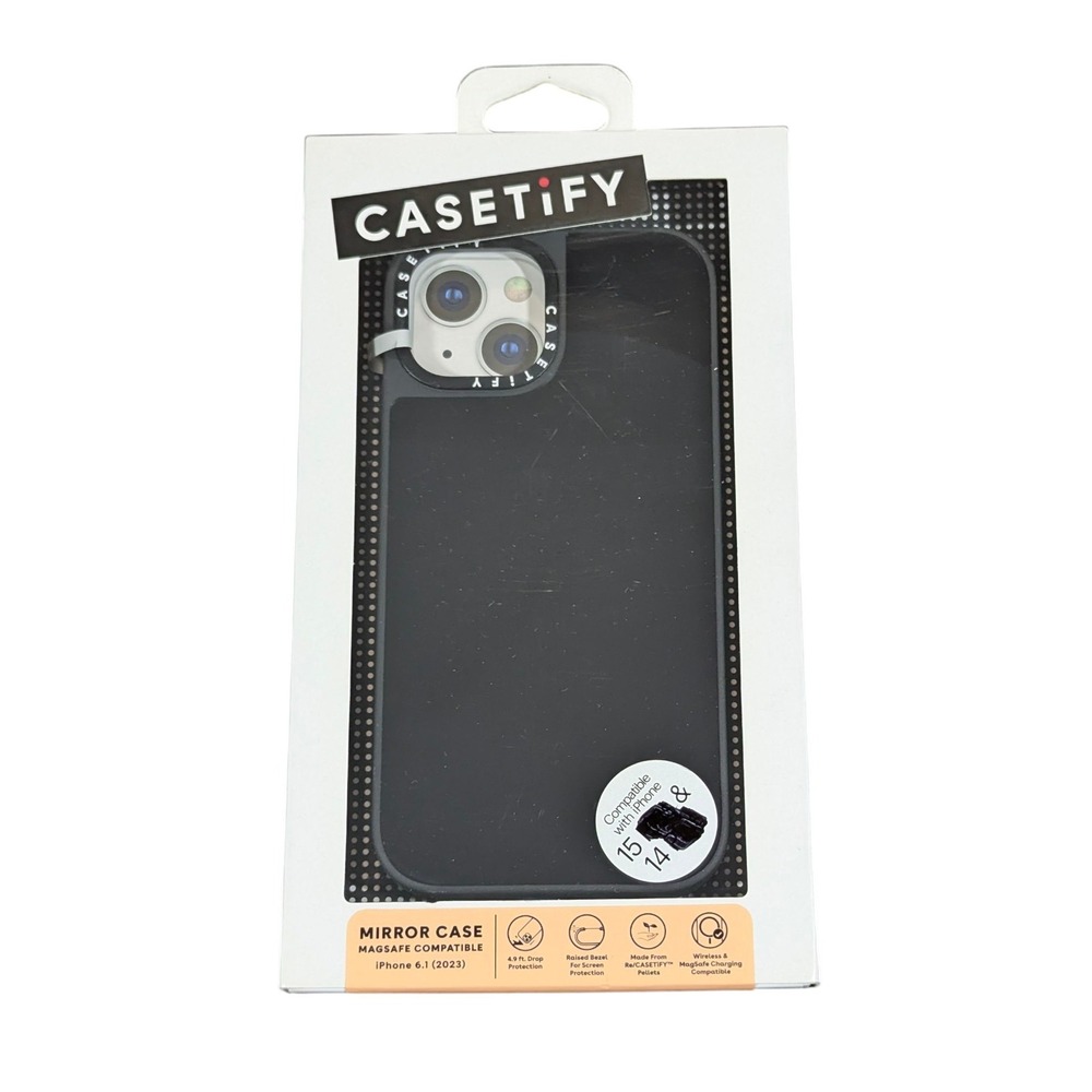 Aa5N CASETiFY Mirror Case w/ Magsafe for iPhone 15 Black with Black Bumper